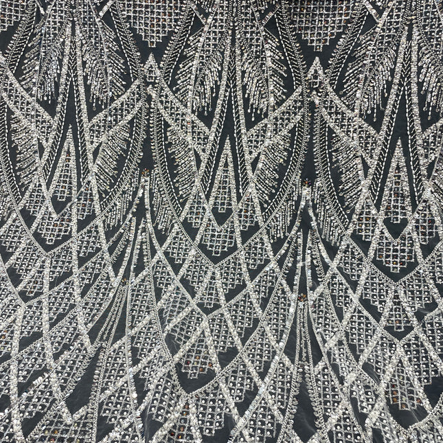 Prestige Pearl / Beaded Lace - White - 1 Yard