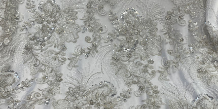 Prestige Pearl / Beaded Lace - White - 1 Yard