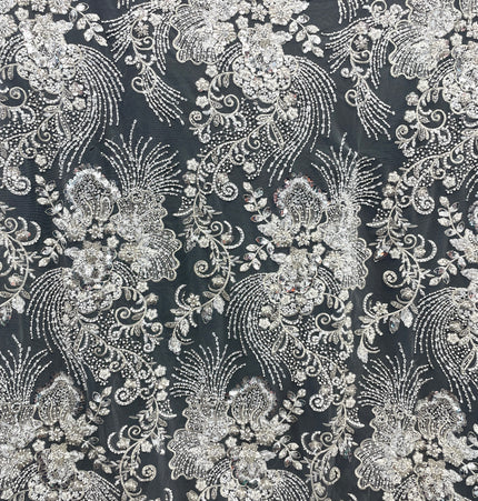 Prestige Pearl / Beaded Lace - White - 1 Yard
