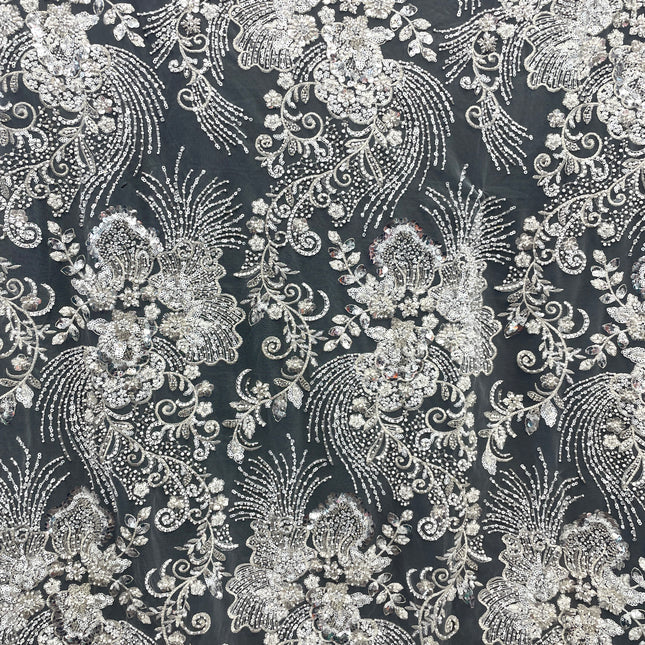 Prestige Pearl / Beaded Lace - White - 1 Yard