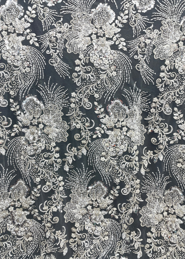 Prestige Pearl / Beaded Lace - White - 1 Yard