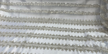 Prestige Pearl / Beaded Lace - White - 1 Yard