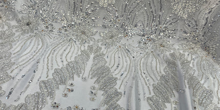 Prestige Pearl / Beaded Lace - White - 1 Yard