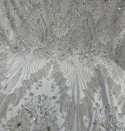 Prestige Pearl / Beaded Lace - White - 1 Yard