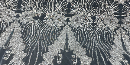 Prestige Pearl / Beaded Lace - White - 1 Yard