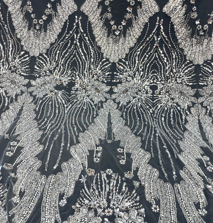 Prestige Pearl / Beaded Lace - White - 1 Yard