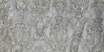 Prestige Pearl / Beaded Lace - White - 1 Yard