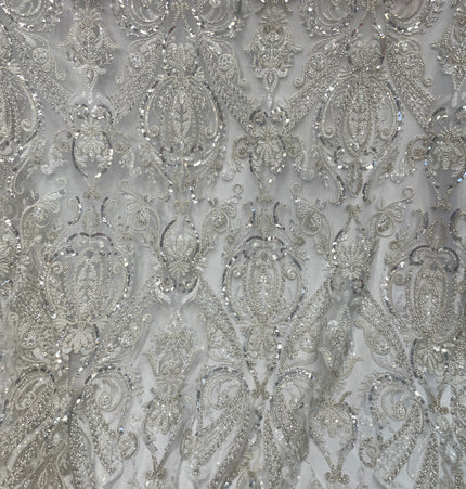 Prestige Pearl / Beaded Lace - White - 1 Yard