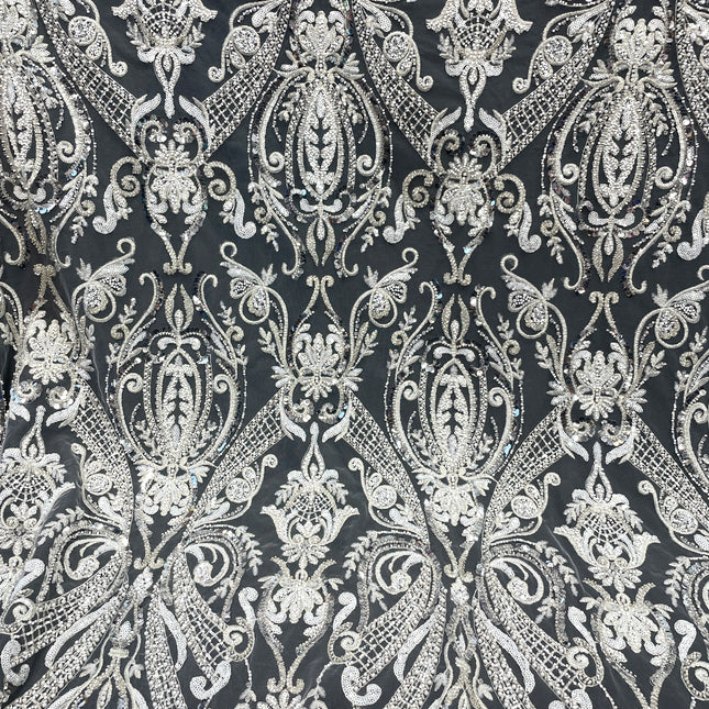 Prestige Pearl / Beaded Lace - White - 1 Yard