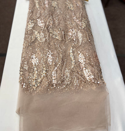 Pearl / Beaded Wedding Dress - Gold - 1 Metre