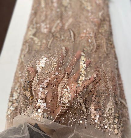 Pearl / Beaded Wedding Dress - Gold - 1 Metre