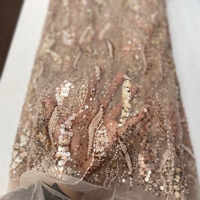 Pearl / Beaded Wedding Dress - Gold - 1 Yard