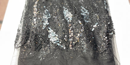 Pearl / Beaded Wedding Dress - Black - 1 Yard