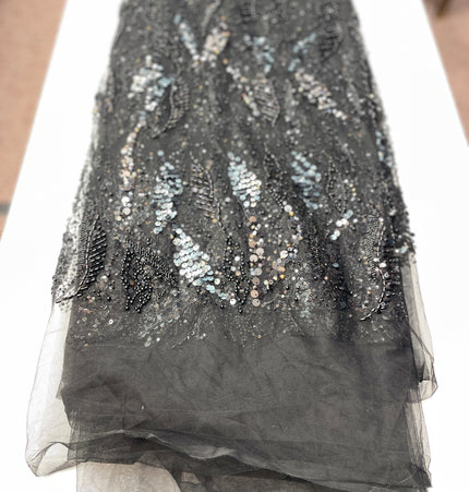 Pearl / Beaded Wedding Dress - Black - 1 Metre
