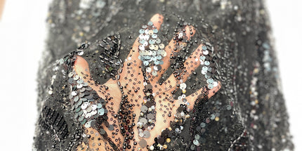 Pearl / Beaded Wedding Dress - Black - 1 Yard