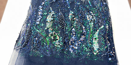 Pearl / Beaded Wedding Dress - Navy Blue - 1 Yard