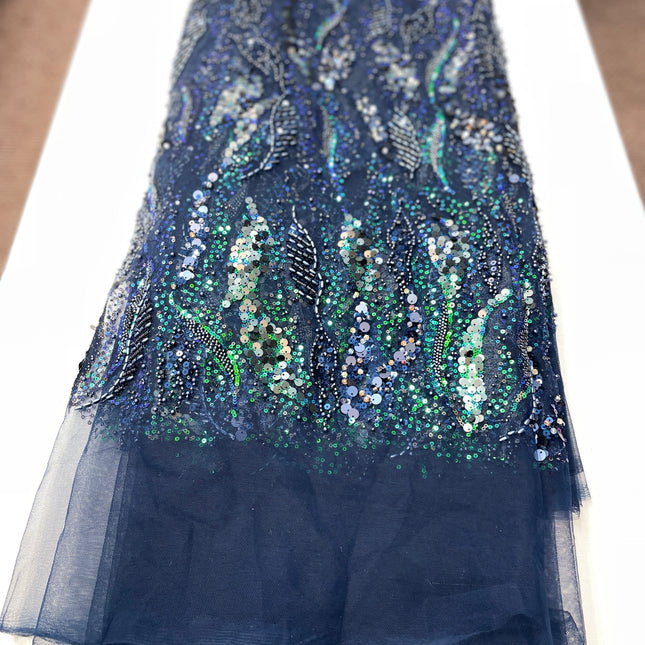 Pearl / Beaded Wedding Dress - Navy Blue - 1 Yard