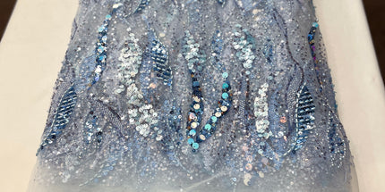 Pearl / Beaded Wedding Dress - Powder Blue - 1 Yard