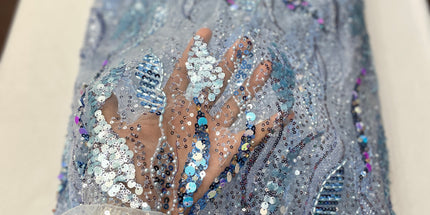 Pearl / Beaded Wedding Dress - Powder Blue - 1 Yard