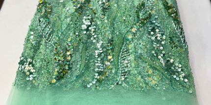 Pearl / Beaded Wedding Dress - Mint Green - 1 Yard