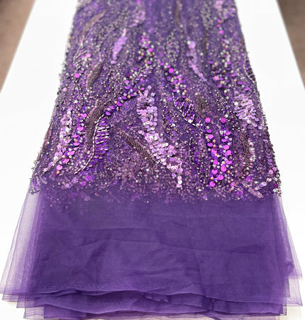 Pearl / Beaded Wedding Dress - Purple - 1 Metre