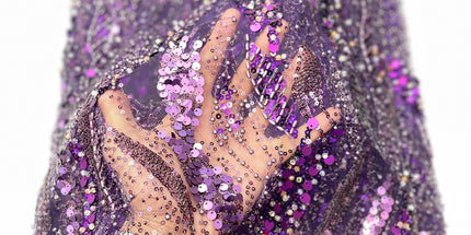 Pearl / Beaded Wedding Dress - Purple - 1 Yard