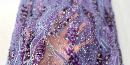 Pearl / Beaded Wedding Dress - Lilac - 1 Yard