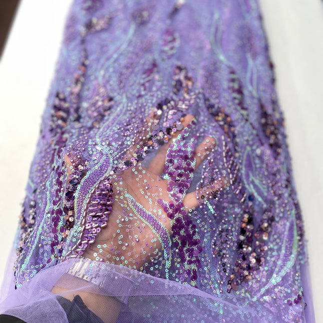 Pearl / Beaded Wedding Dress - Lilac - 1 Yard