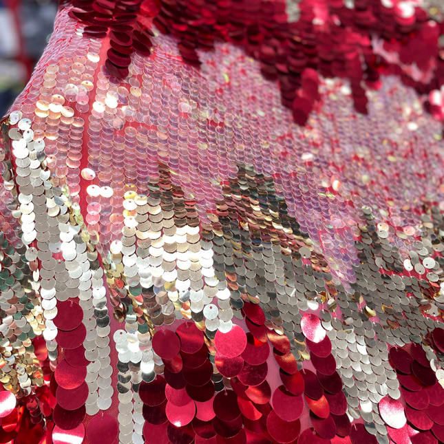 Premium Sequin Fabric - Red / Gold