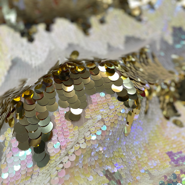 Premium Sequin Fabric - Gold / Beige