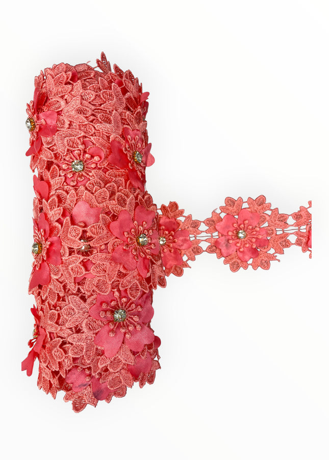 Floral Lace Trimmings - Peach