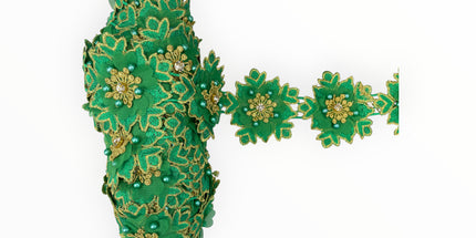 Floral Lace Trimmings - Green / Gold