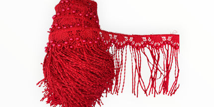 Floral Lace Trimmings - Red