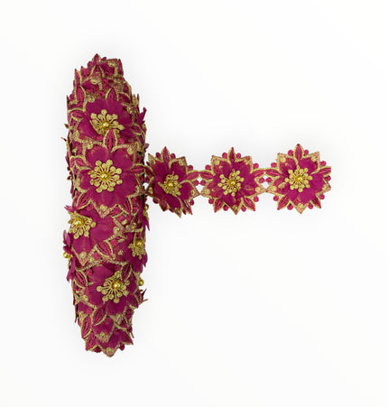 Floral Lace Trimmings - Wine / Gold