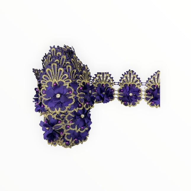 Floral Lace Trimmings - Purple / Gold