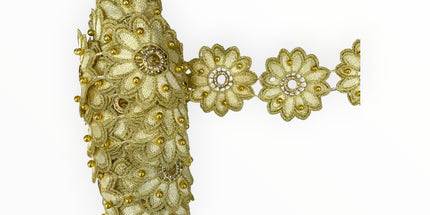 Floral Lace Trimmings - Beige / Gold