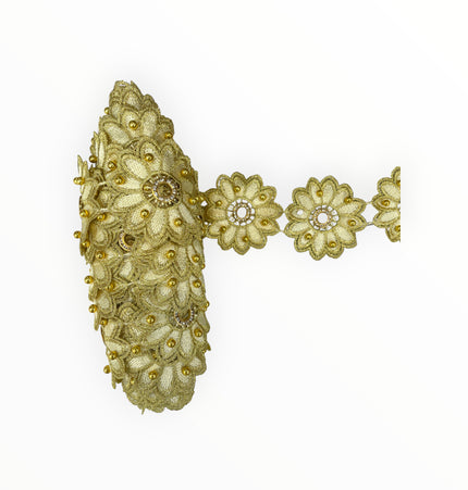 Floral Lace Trimmings - Beige / Gold