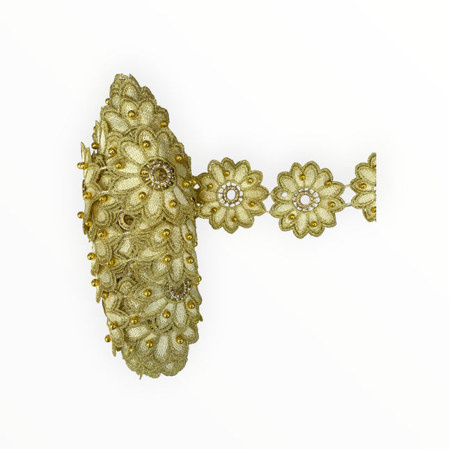 Floral Lace Trimmings - Beige / Gold
