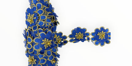 Floral Lace Trimmings - Blue / Gold