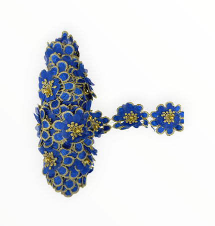 Floral Lace Trimmings - Blue / Gold