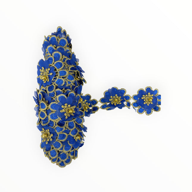 Floral Lace Trimmings - Blue / Gold