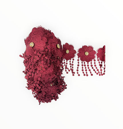 Floral Lace Trimmings - Maroon