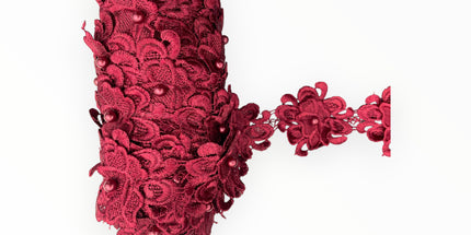 Floral Lace Trimmings - Maroon