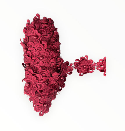 Floral Lace Trimmings - Maroon