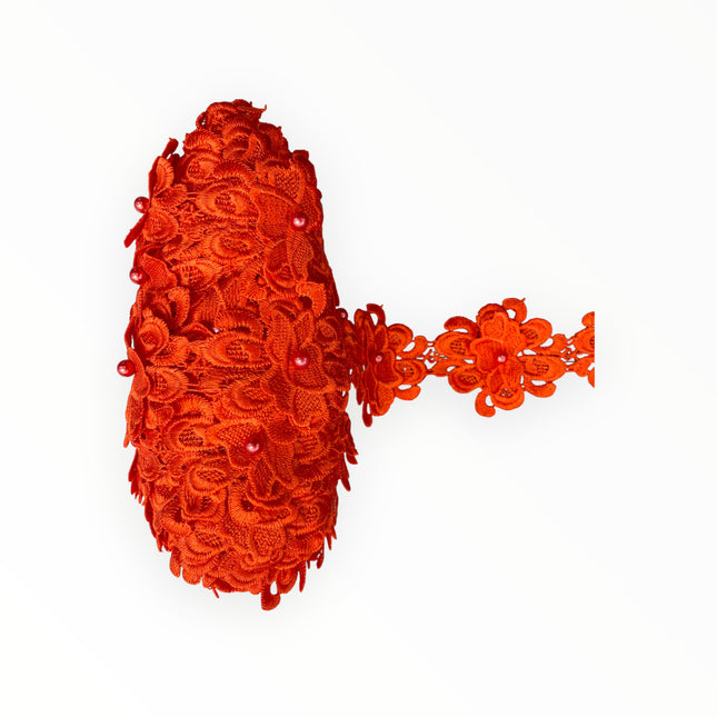 Floral Lace Trimmings - Orange / Redish
