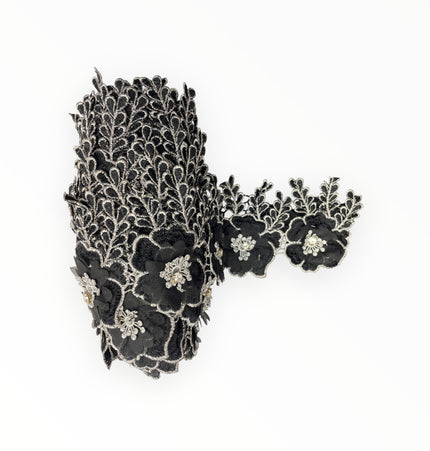 Floral Lace Trimmings - Black / Silver