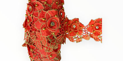 Floral Lace Trimmings - Orange / Gold