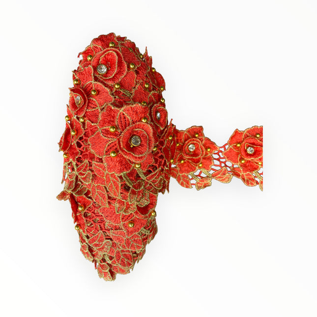 Floral Lace Trimmings - Orange / Gold