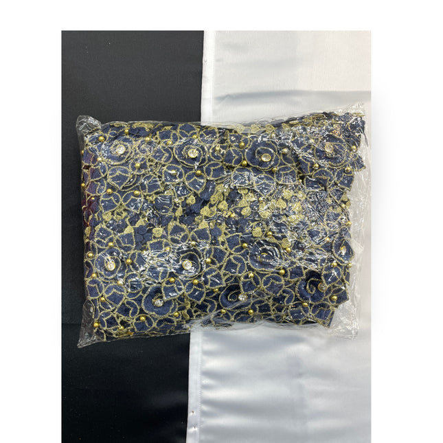 Floral Lace Trimmings Pack - Navy / Gold