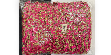Floral Lace Trimmings Pack - Fuscia Pink / Gold